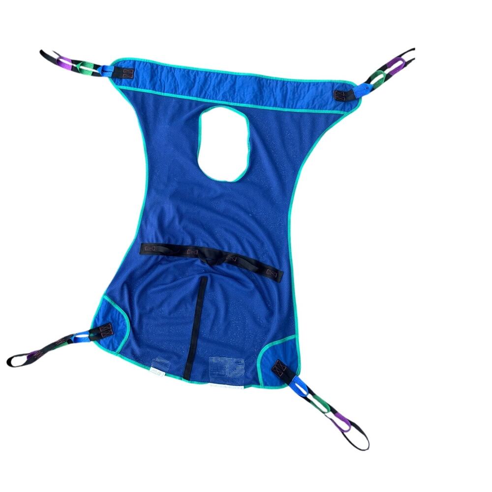 INVACARE R115 FULL BODY PATIENT SLING SIZE LARGE Green Mesh w Commode cutout